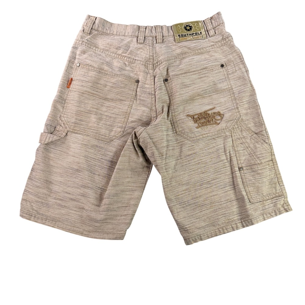 Southpole Carpenter Shorts Mens 31 Tan Striped Baggy Y2K Skate Streetwear 10217